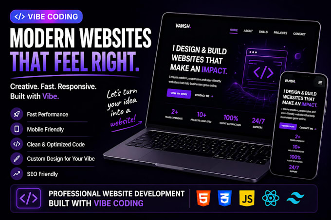 make morden website with vibe coding