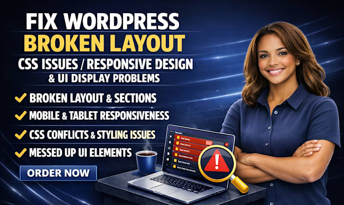 fix wordpress broken layout CSS issues responsive design and UI display problems