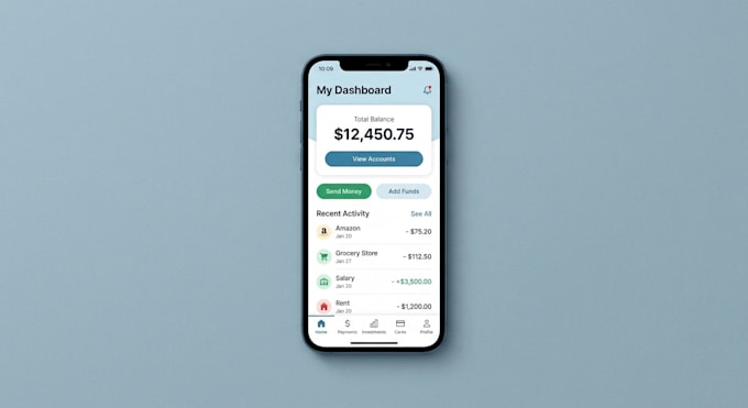 design fintech app UI UX