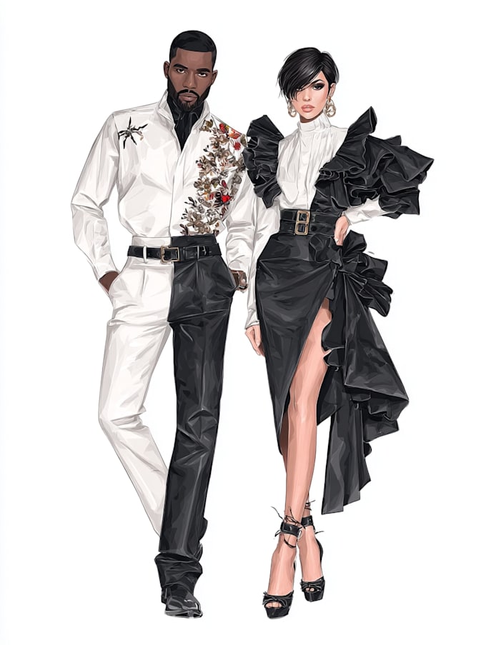 drawing fashion illustrations for designer presentations