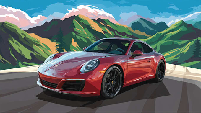 make amazing vector car portrait form your car