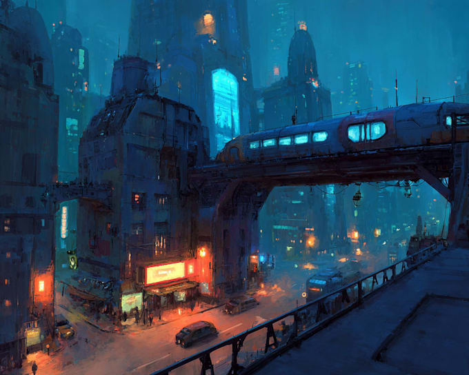 make unique cyberpunk city environment art