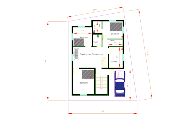 Draw professional 2d floor plan in autocad for house or building by ...