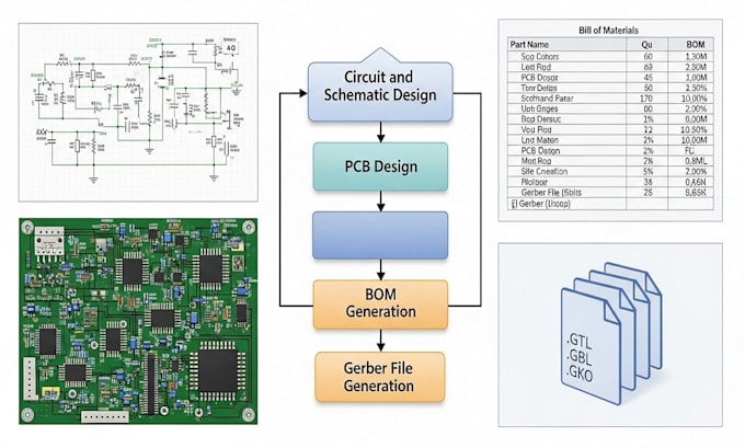 Design circuit and schematic ,pcb design and generate bom and gerber ...