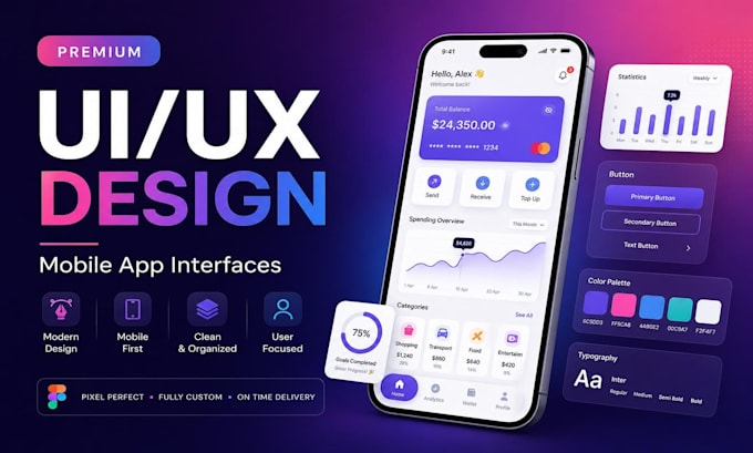 create a user friendly, custom, and responsive UI UX design