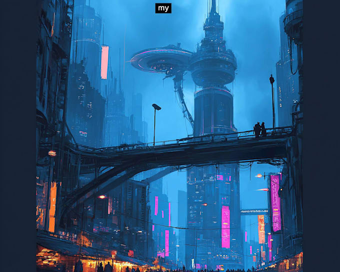 create an cyberpunk sci fi futuristic city