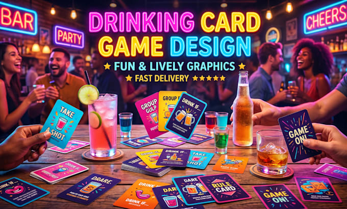 design a custom drinking card game or party deck with print ready cards