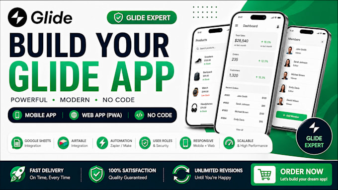 build convert google sheets to mobile app, glide app, no code app