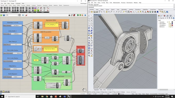 do mechanical 3d parametric design, algorithmic using grasshopper and rhino 3d
