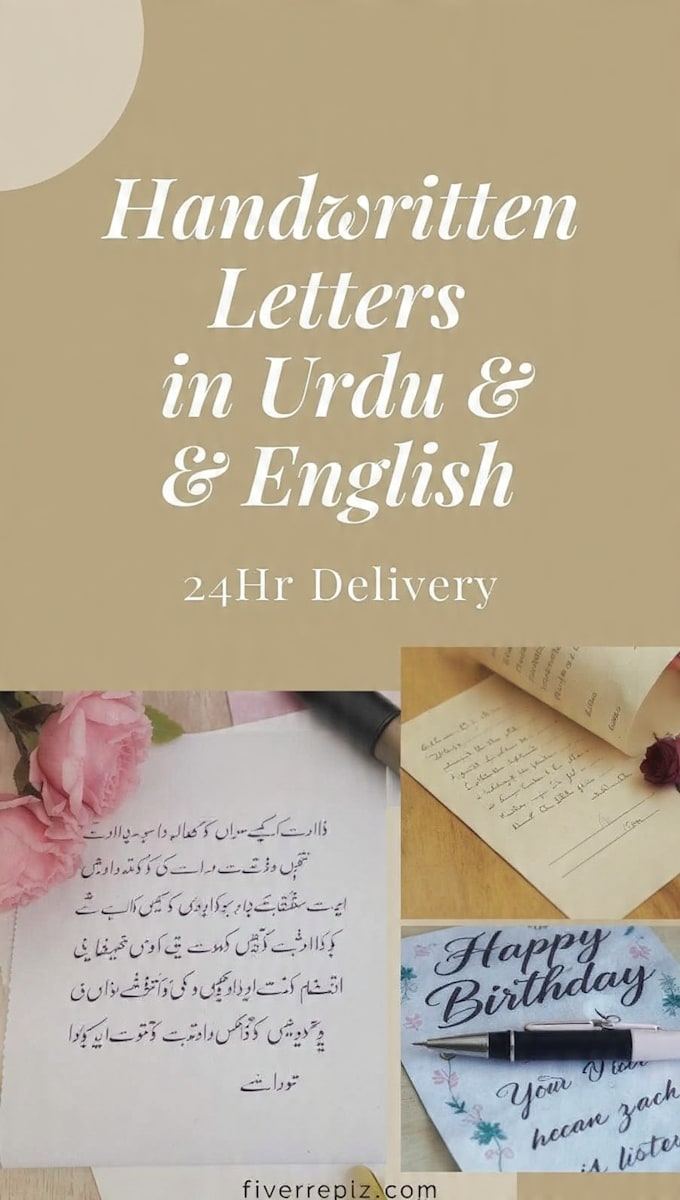 do handwritten work, letters, notes in english and urdu