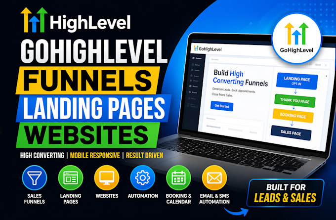 build high converting gohighlevel funnel, landing page and ghl website
