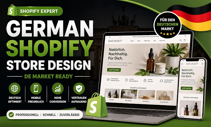 design a high converting german shopify store deutsch dropshipping website