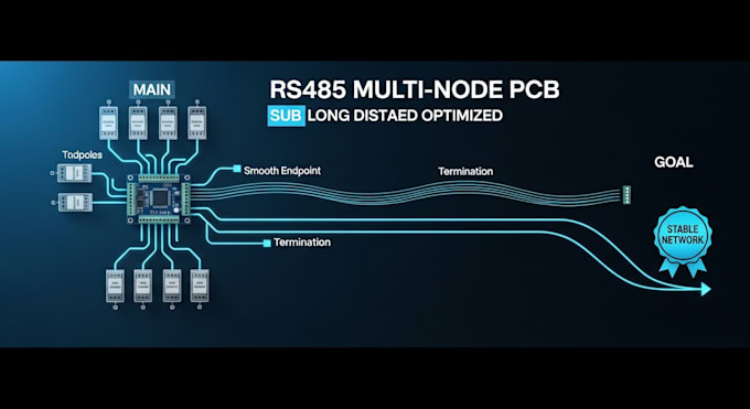 design a multi node rs485 communication pcb optimized for long distance