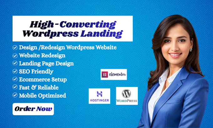 build landing page wordpress website, redesign website with elementor, brizy