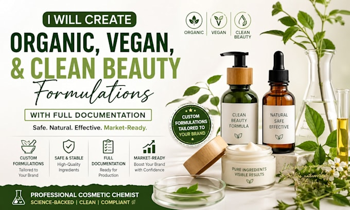 create organic vegan and clean beauty formulations