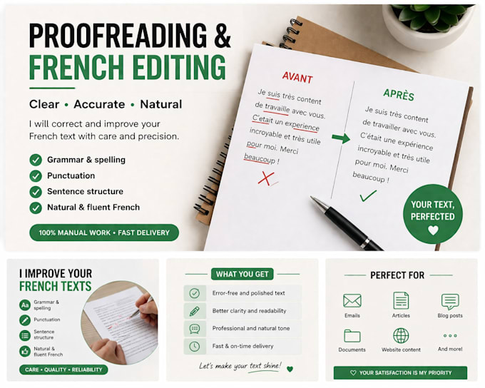 proofread and correct your french texts manually