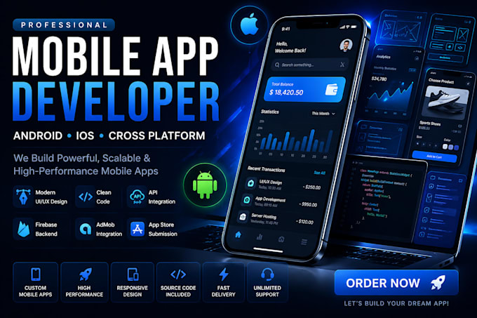 Develop a professional mobile app for android and ios with modern ui by ...
