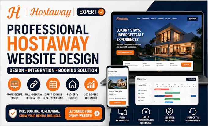build a professional hostaway website, hostaway design,smoobu guesty integration