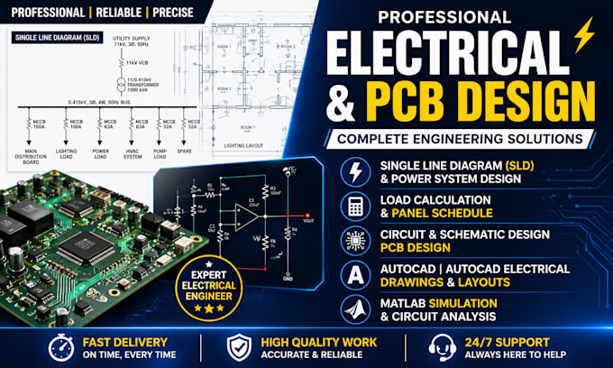 create professional electrical design, single line diagram, and load calculation