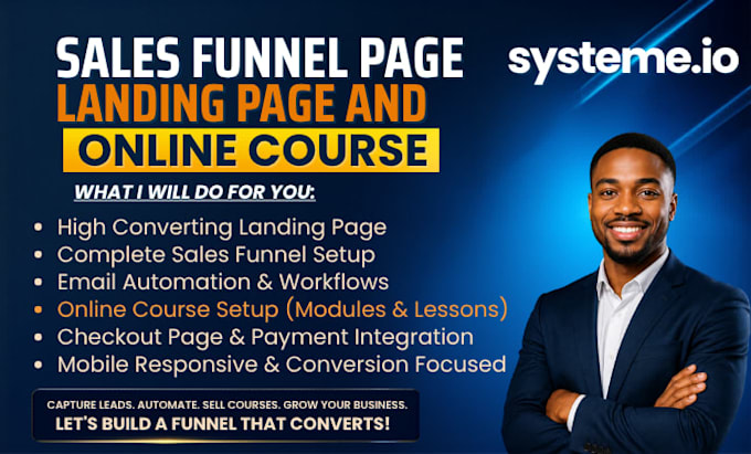 setup systeme io sales funnel landing page systeme io automation online course