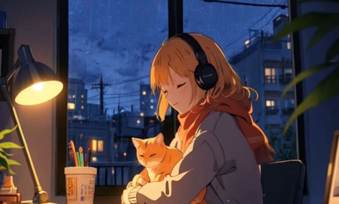 create lofi loop animation video for youtube channel, streamer and twitch