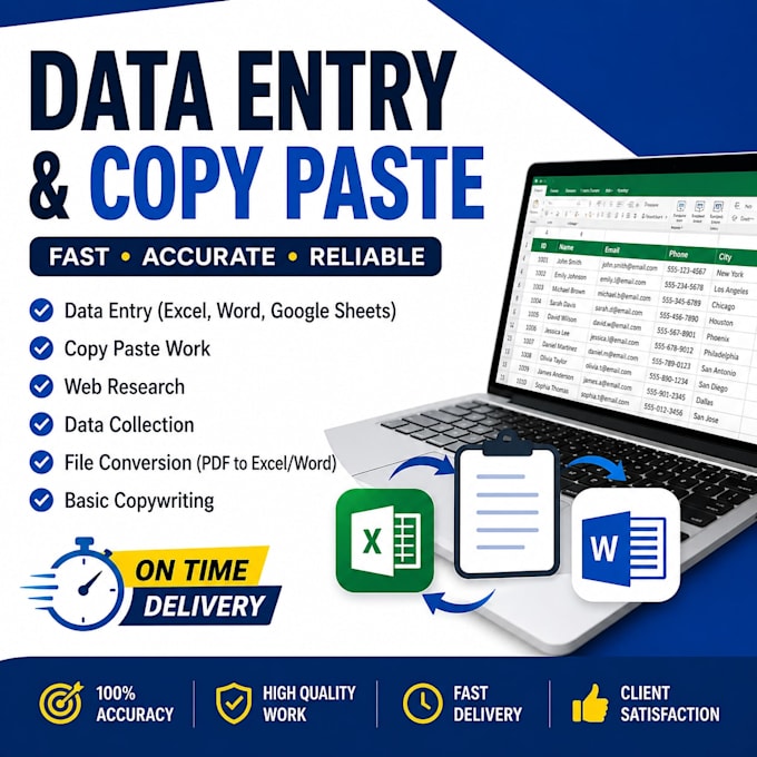 do fast data entry, web research, copy paste and copywriting