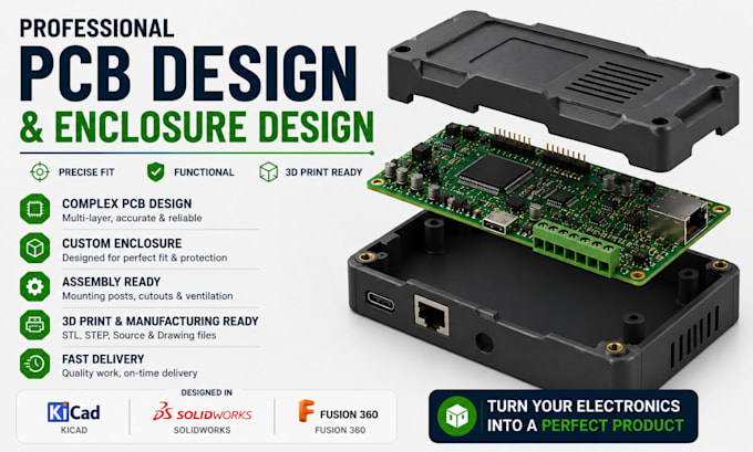 design custom pcb enclosure pcb casing electronic casing ready for 3d printing