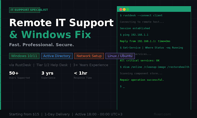 fix your windows problems and provide remote IT support