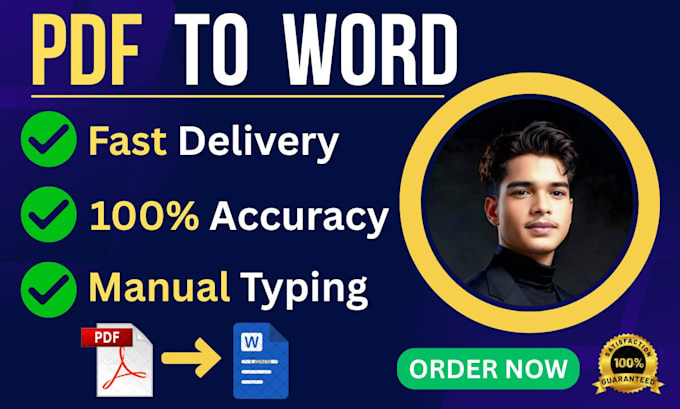 convert PDF to word manually, image to text typing