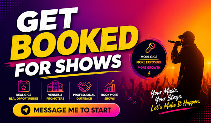 secure live show bookings, gigs and performance opportunities for artists