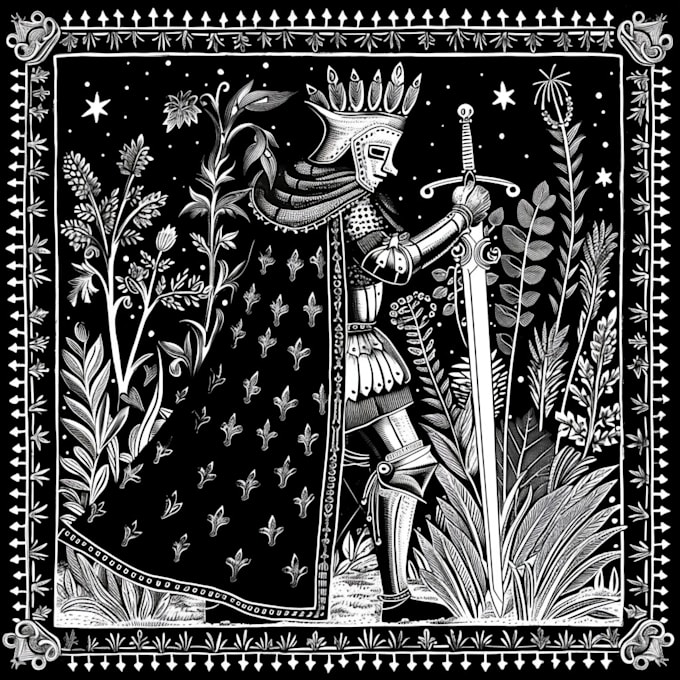 make a medieval woodcut style illustration
