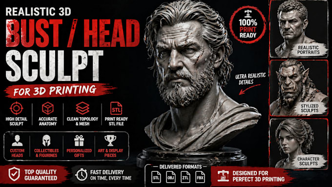 sculpt 3d bust 3d head model 3d printing