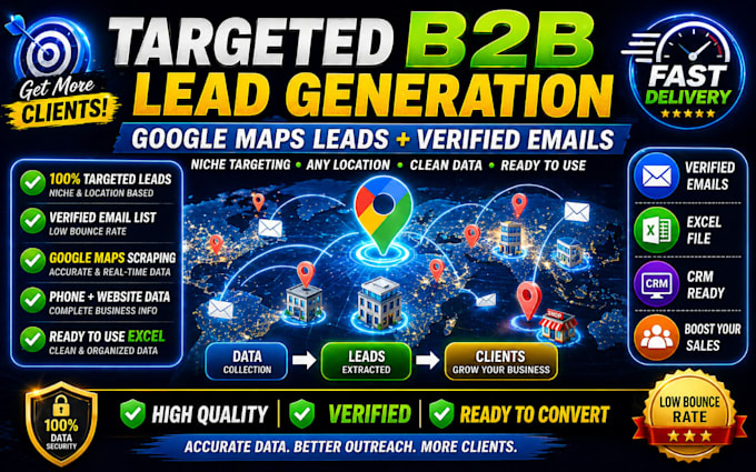 targeted b2b lead generation verified email list, lead scraping google map leads