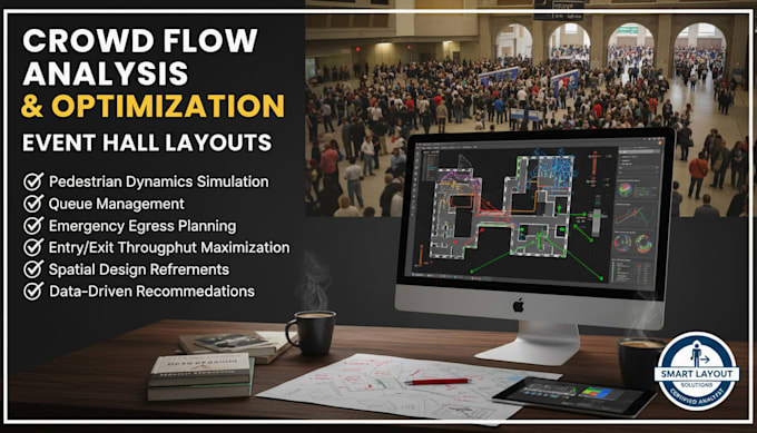 analyze crowd flow and optimize entry exit layout for event halls