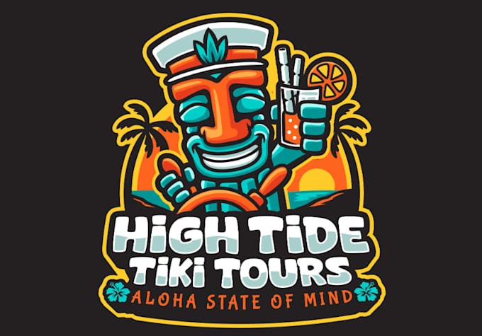 create awesome unique tiki ber mascot logo design with company