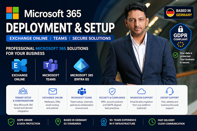 deploy microsoft 365, exchange online, teams and entra id gdpr compliant