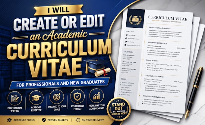 professionally create or edit an academic CV for graduates