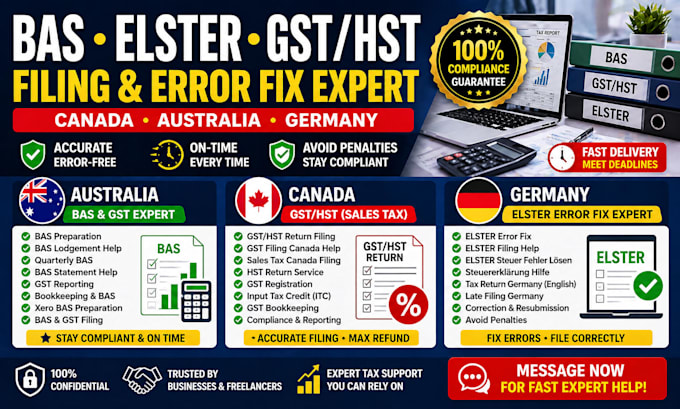 fix bas elster errors germany canada australia and gst hst filing
