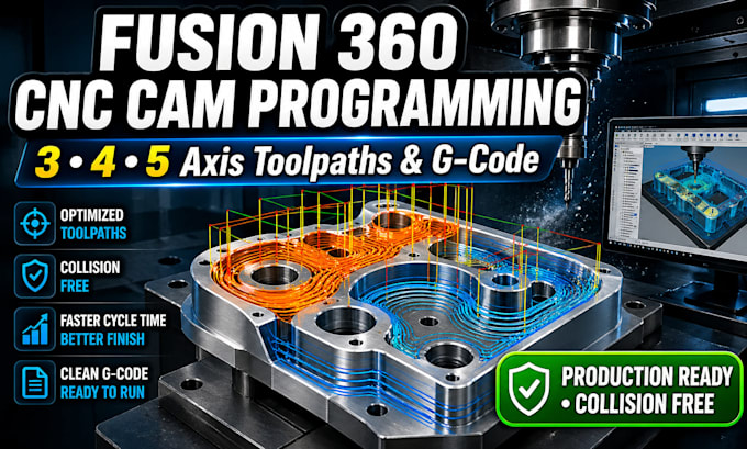 do fusion 360 cnc cam programming, 3 4 5 axis toolpaths and g code