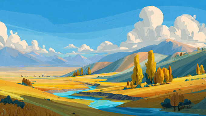 draw professional vector landscape illustration