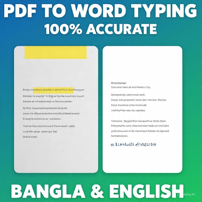 accurate data entry, PDF to word, bangla english typing