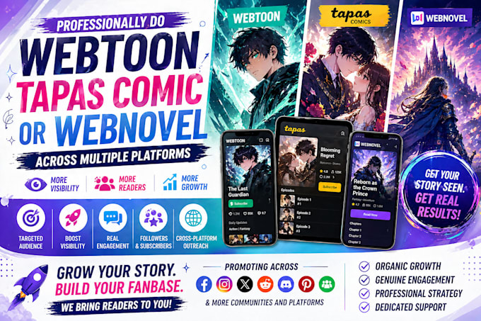 do webtoon promotion, tapas comic promotion or webnovel across platforms