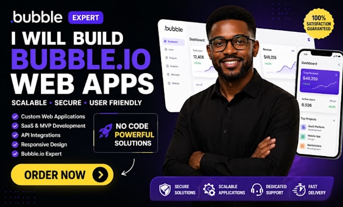 build a custom bubble io web app saas or mobile app no code development