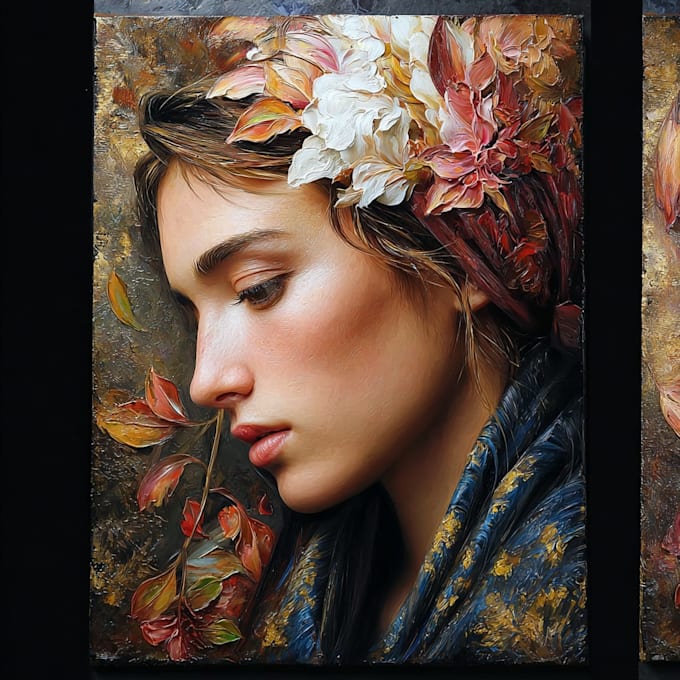 do digital oil painting art portrait