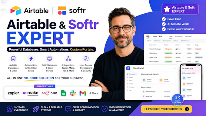 setup airtable interface airtable database airtable automation softr portal