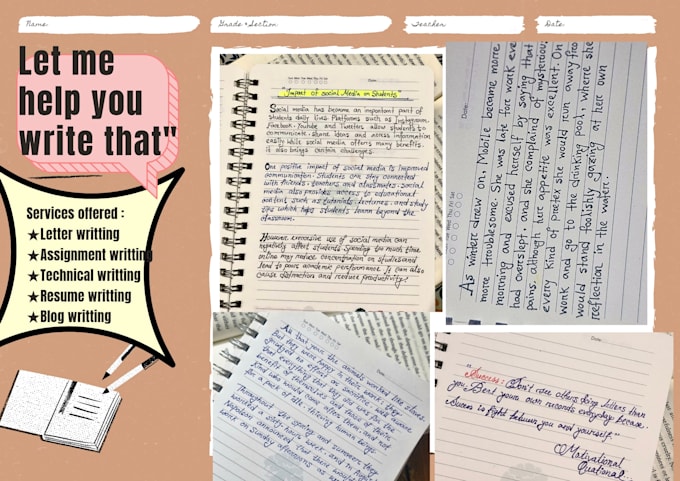 write anything with my beautiful handwritting