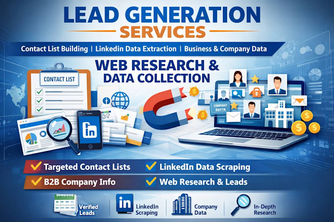 do b2b lead generation, data scrapping, web research