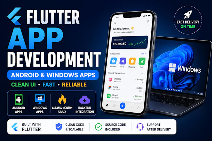 build flutter apps for android and windows with clean UI