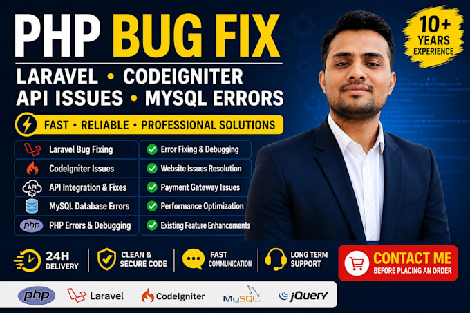 fix PHP laravel codeigniter bugs and API issues