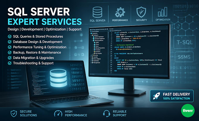 sql server install, configure, optimize,maintenance,design,manage